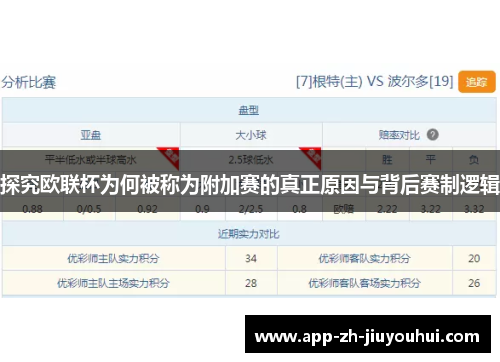 探究欧联杯为何被称为附加赛的真正原因与背后赛制逻辑